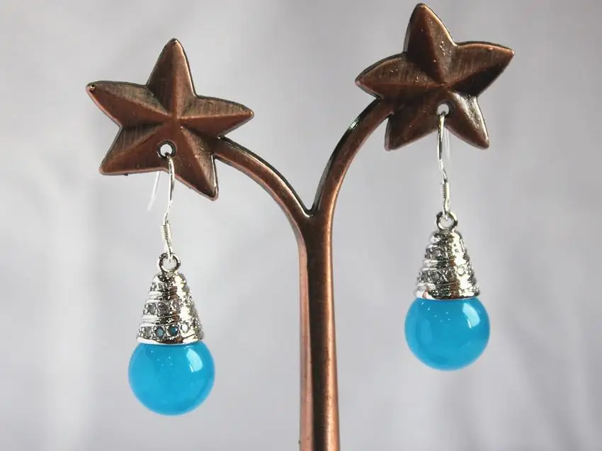 Belle dame argent plaqu 12 mm bleu good crochet boucles d'oreilles | Украшения и аксессуары