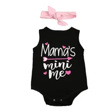 Комплект одежды из 2 предметов для новорожденных девочек, костюм mama mini me, боди+ костюм с повязкой на голову, костюмы Боди, пляжный костюм для маленьких девочек