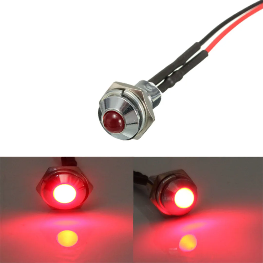 1pcs 12V 8mm Metal Waterproof Car Truck LED Indicator Pilot Dash Light Lamp