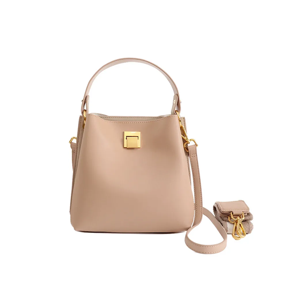 

Simple Style Women Leather Shoulder Bag Lock Brand Design Messenger Bag Large Capacity Lady Fashion Totes Female Handbag