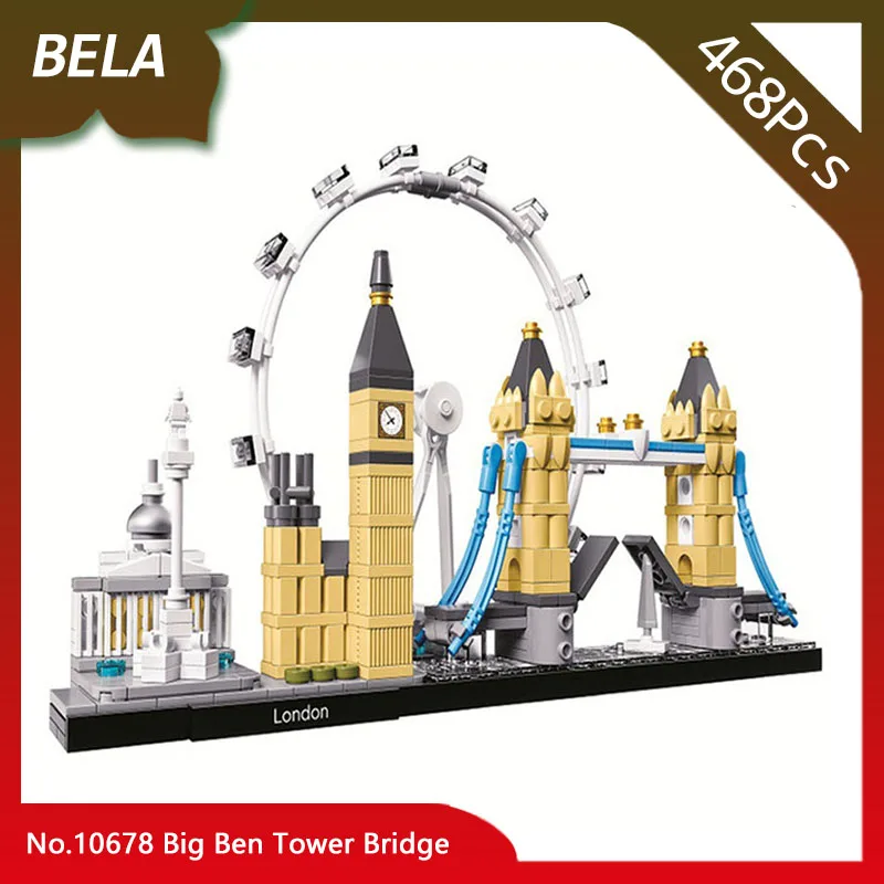 

Bela 10678 Architecture Series 468pcs Big Ben Tower Bridge Model Building Blocks Toys For Compatible with Legoings