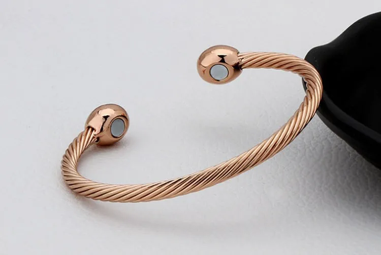 Vintage pure copper Magnetic bracelet bangle Solid Copper bracelet Healing Healthy Energy Power bracelet Twisted Chain for women