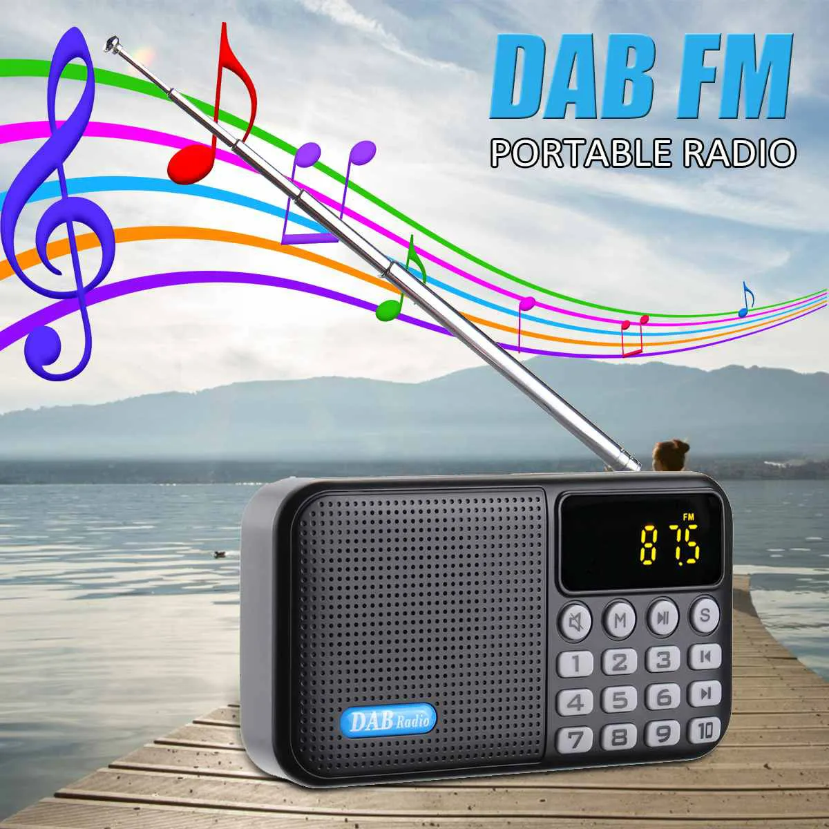 FM Radio Digital Bluetooth Receiver Stereo MP3 Player Speaker Portable DAB//DAB