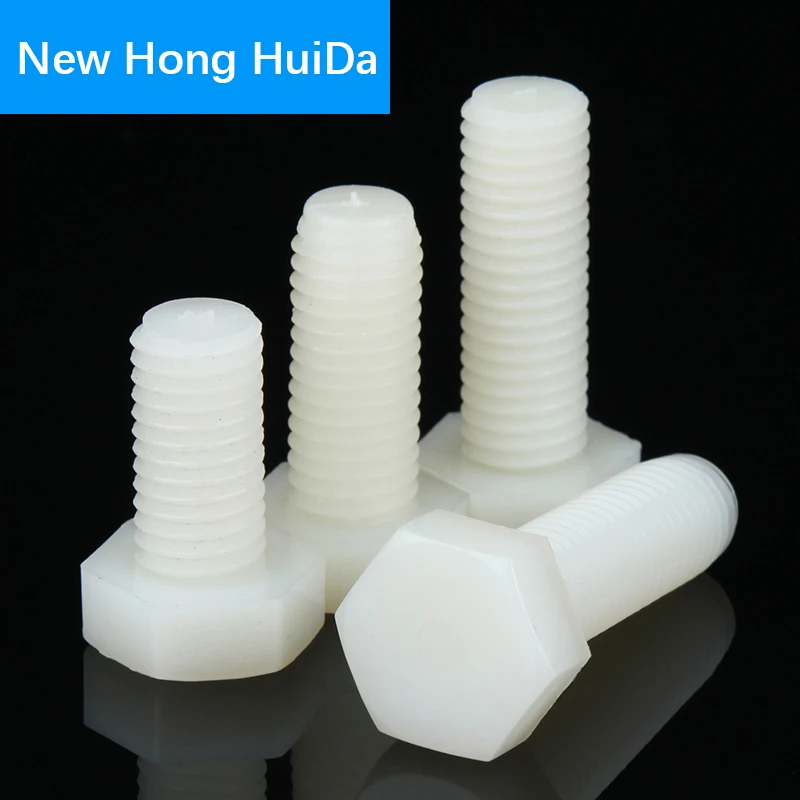 

M8 White Nylon External Hex Screw Metric Full Thread Outer Hexagon Plastic Insulation Machine Bolts