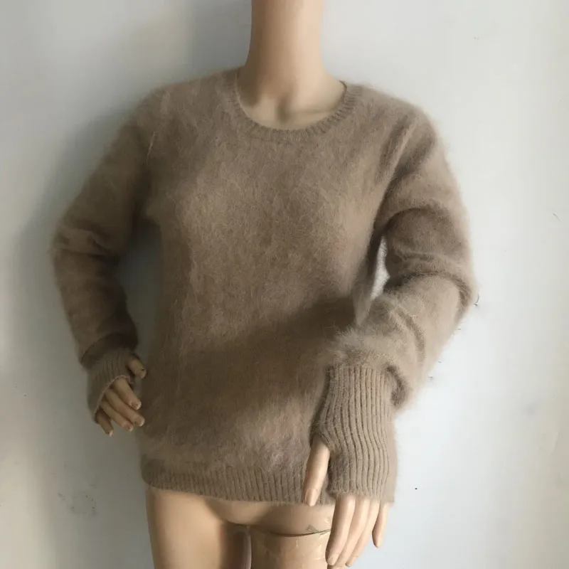 

LOVELYDONKEY genuine mink cashmere Gloves sweater women pure mink pullover sweater free shippingM1050