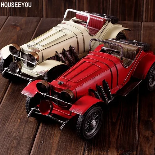 

Retro Handmade Chic Iron Car Figurines Miniatures Decoration Crafts Figurine Toy Vintage Home Decor Unique Gifts Metal Ornaments