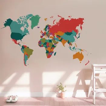 

Removable Various Colorful World Map Wall Sticker Art Mural Decals Kids Living Room Home Decor Gift PVC Wall Sticker#g4