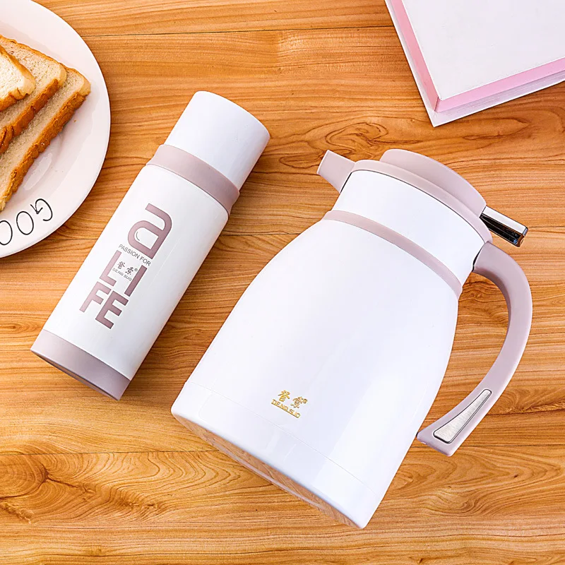 

2pcs/set Thermal Cup and Kettle Hot Water Thermos Coffee 304 Stainless Steel Vacuum Flask Insulation Pot Insulated Cups Set AB-4