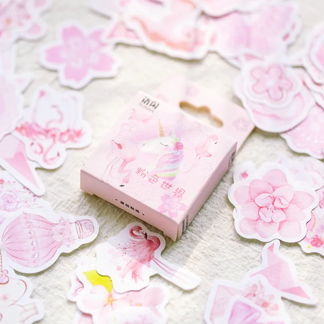 cute pink world unicorn bullet journal decorative stickers set
