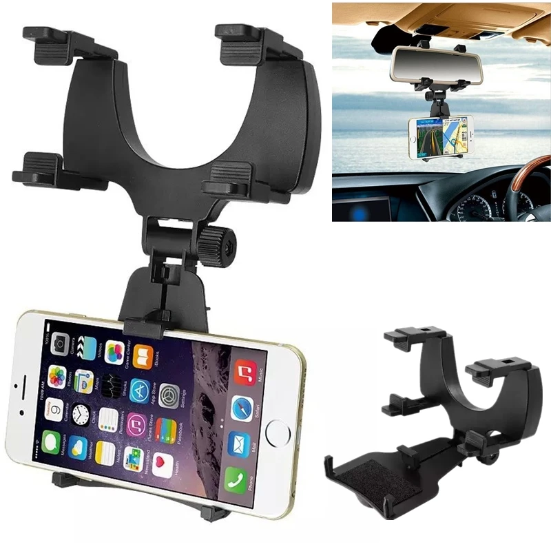 360 Rotating Car Auto Rearview Mirror Mount Cell Phone Holder Cradle