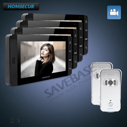 

HOMSECUR 2V4 7" Wired Video Door Entry Phone Call System with Silver Camera and Black Monitor