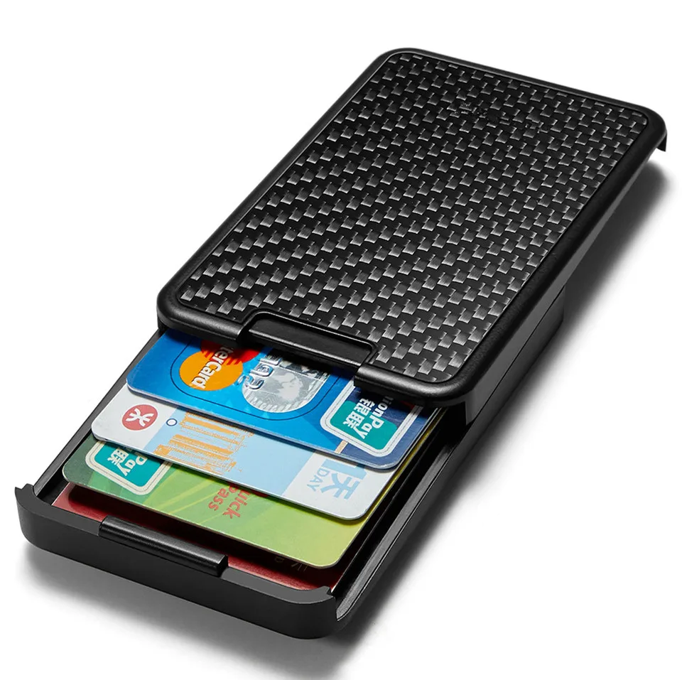 

2019 New Slide Wallet RFID Blocking Carbon Fiber Card Holder For Men Women Male Female Card Money Minimalist Purse