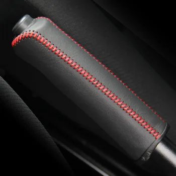 

Case for Benz SMART Handbrake Covers Car Styling Genuine Leather Handbrake Grips Black lines / Red lines