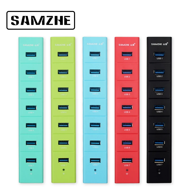 SAMZHE فائقة السرعة المحمولة 7 منافذ USB 3.0 HUB 5 V 2A شحن لأجهزة الكمبيوتر المحمول/Ultrabook/PC/ دفتر/سطح المكتب مع امدادات الطاقة SAMZHE فائقة السرعة المحمولة 7 منافذ USB 3.0 HUB 5 V 2A شحن لأجهزة الكمبيوتر المحمول/Ultrabook/PC/ دفتر/سطح المكتب مع امدادات الطاقة