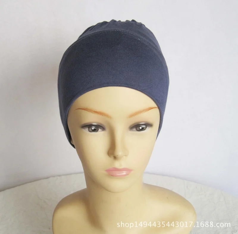 

Rubber Muslim Inner Hijab Caps Solid Color Islamic Women's Convenient Turban Cotton Jersey Stretchable Hoofdoek Bonnet Turbante