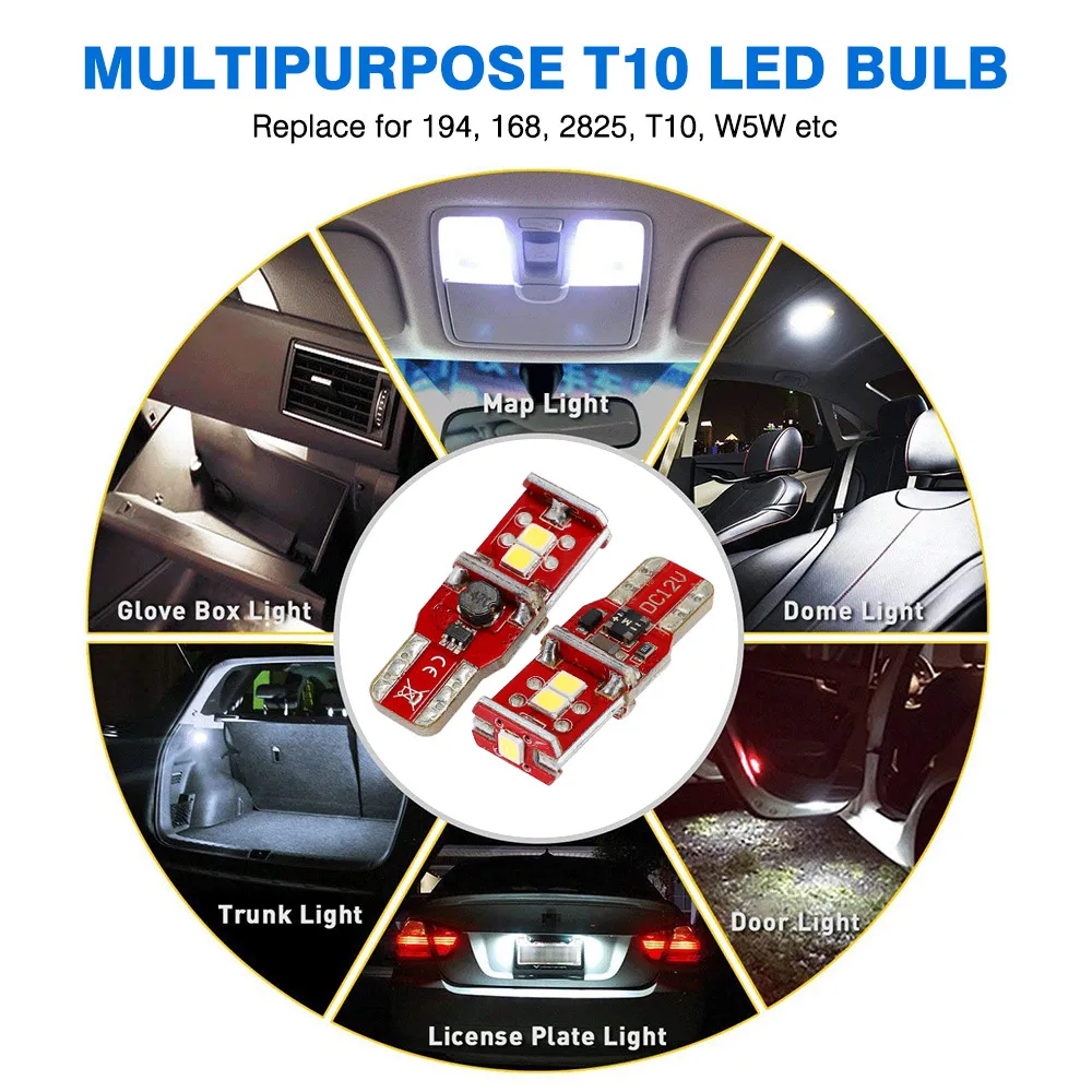 NOVSIGHT 2 шт. T10 W5W Автомобильный светодиодный светильник 2835 SMD СВЕТОДИОДНЫЙ