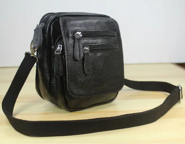 3USE Multi pocket Genuine Leather messenger Bag Men Leather Crossbody Bag small Shoulder bag ...