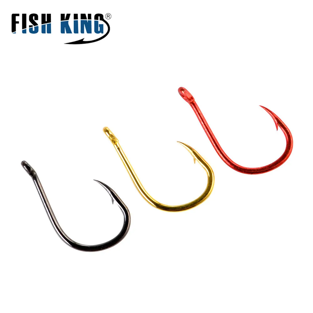FISH KING 100/50pcs/lot High Carbon Fishing Hook 1#-12# ISEAMA With Eye Carp Catfish Anzol Peche Japan Tackle Fishing