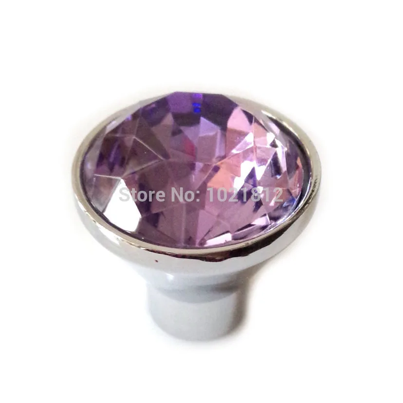5pcs Purple 28mm Crystal Knobs Drawer Knob Cupboard Knobs