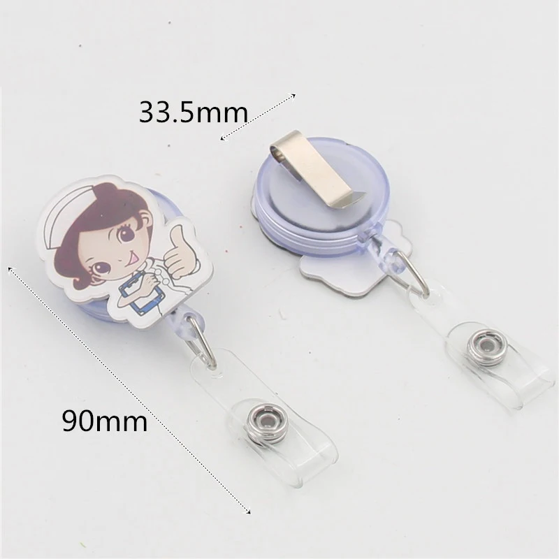 1pc Cute Cartoon Retractable Badge Reel Students Nurse Exhibition Pull Key ID Name Card Badge Holder School Supply