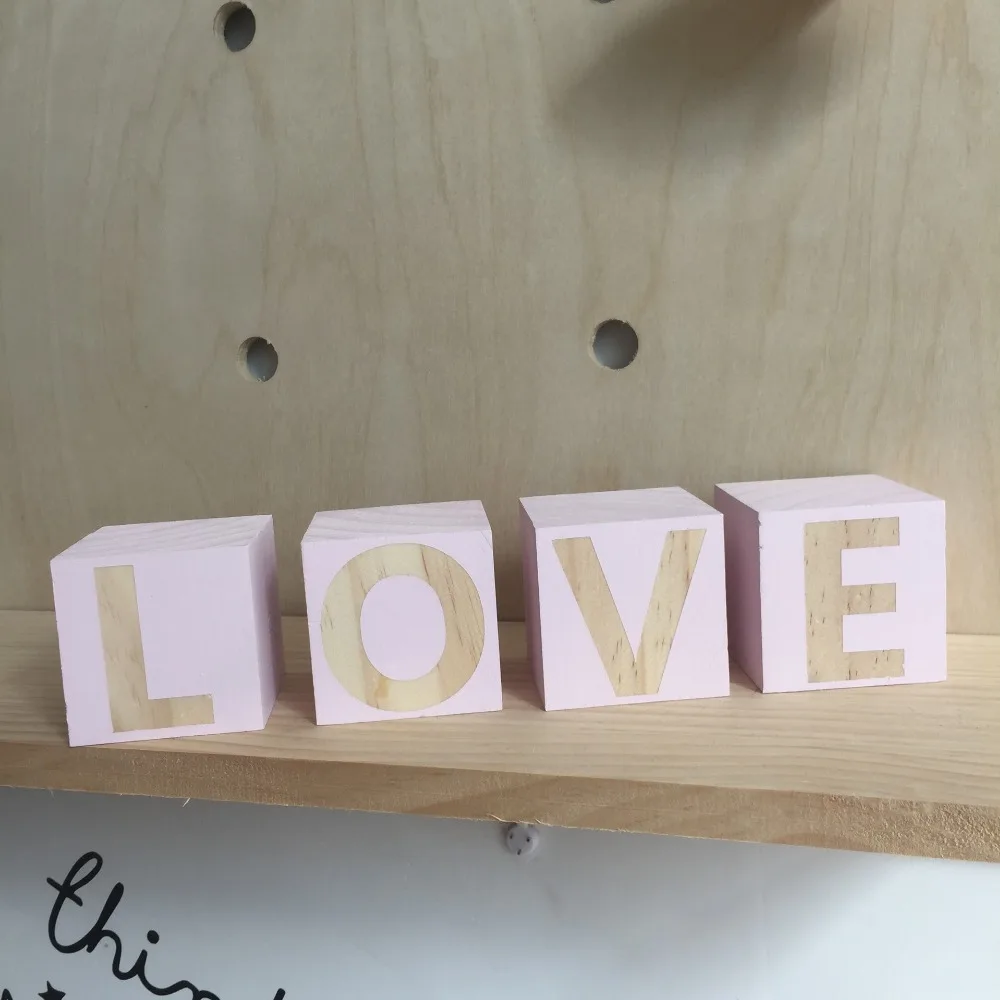 4pcs Love Letters Display Building Block Decoration Wooden Toy