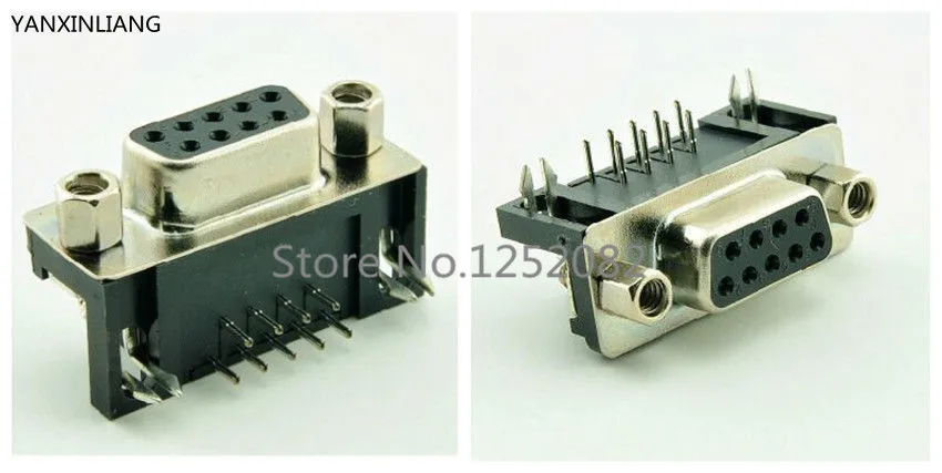 

10PCS D-SUB DB DR 9 Pin Female Right Angle PCB Connector 2 Rows DB9F Serial
