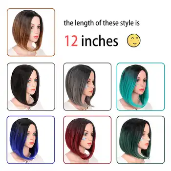 Doris Beauty Ombre Red Bob Wigs For Women Synthetic Short Blonde
