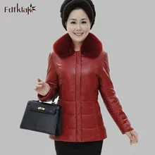 Новая мода ультра плюс размер кожаная куртка женская тонкая парка Casaco лацкан теплая куртка из искусственной кожи L-6XL E0595