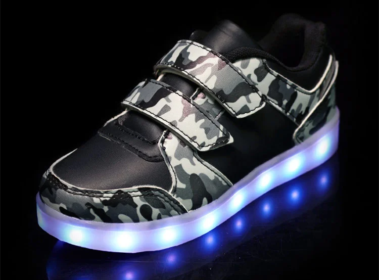 7 ipupas, камуфляжные светящиеся кроссовки для детей, детская обувь со светодиодной подсветкой с usb, обувь для мальчиков и девочек, tenis feminino, светящиеся кроссовки