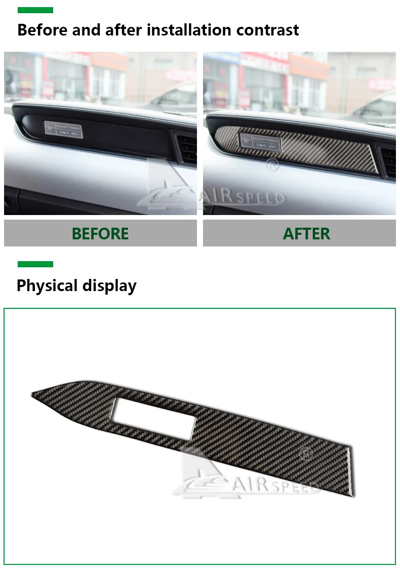 For Ford Mustang Carbon Fiber Interior Car Dashboard Decoration Strip (2)