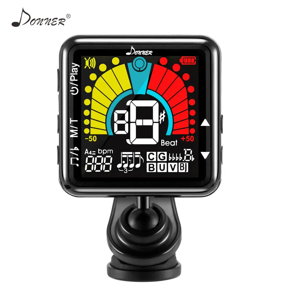 

Donner DT-4 3 in 1 Clip on Guitar Tuner Metronome + Digital Tuner Tone + Generator Rechargeable For Chromatic Vionlin Bass Banjo