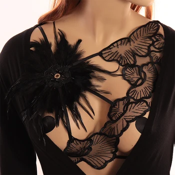 

GOTH HASS Lace Feather Angel Wing Women Pentagram Harness Gothic Cape cage Bra Features Underwear Adjustable