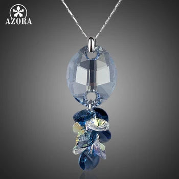 

AZORA The Fish Unique Design White Gold Color Stellux Austrian Crystal Water Drop Pendant Necklace TN0043