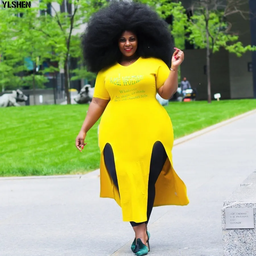 Plus Size African Dresses for Women Dashiki Print Letters African Clothing Sexy Fashion High Split Evening Long Africa Dress 04