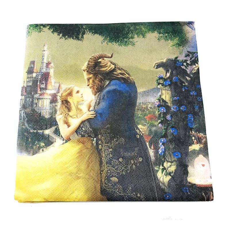 20pcs/pack Beauty and beast theme disposable napkins Beauty and beast