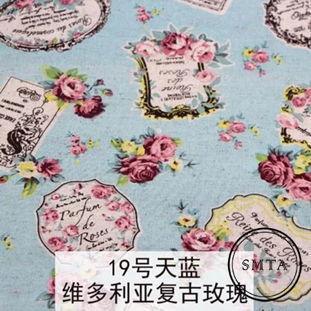 SMTA цветочный хлопок лен винтажная ткань ручной работы шитье пэчворк для сумок одежда 50*70 см 375 г/м D20 - Цвет: ee704