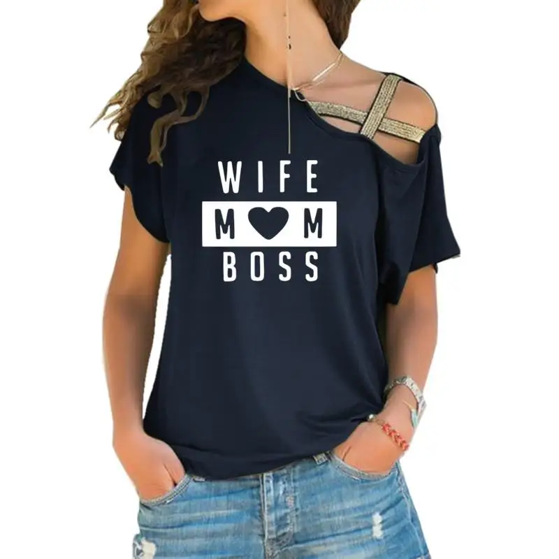 T Shirt Women Fashion WIFE MOM BOSS 