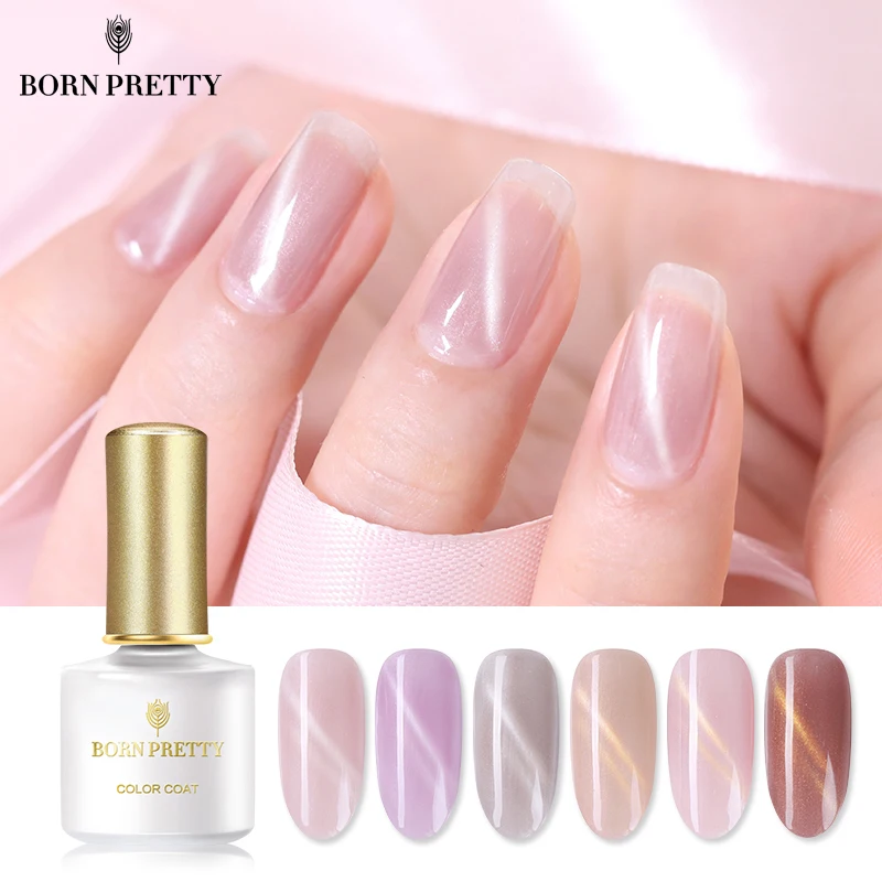 BORN PRETTY Pink Cat Eye Nail Gel Polish 6ml Semi transparent