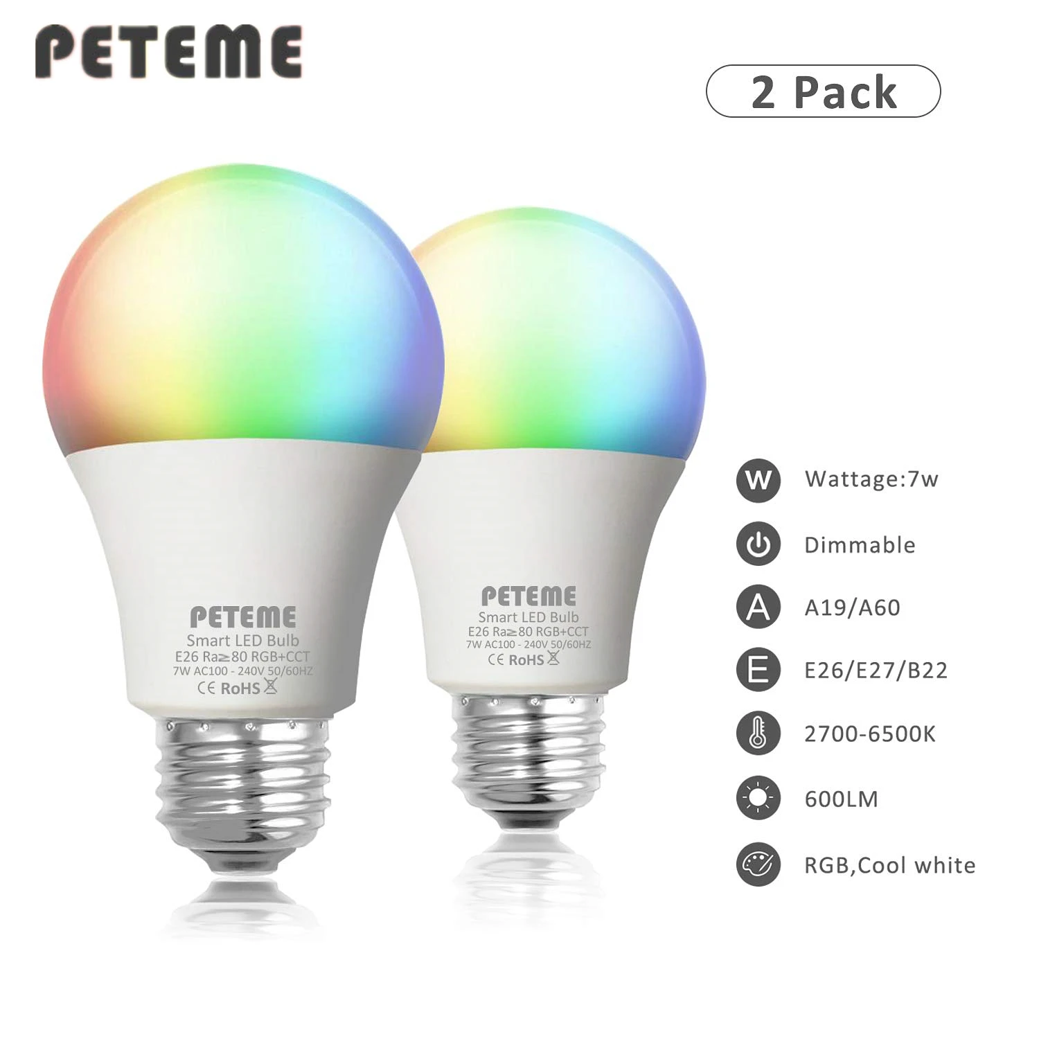 

TUYA smart bulb E27 WiFi smart light party fairy lights led lights decoration rgb led wake-up Lights 7W multicolor lampada