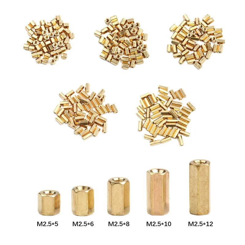 

50Pcs/lot Female Hex Head Brass Spacing Screws M2.5*5/6/8/10/12 Threaded Pillar PCB Computer PC Motherboard StandOff Spacer