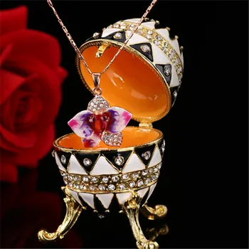 

QIFU Crafts White and Black Faberge Egg for Easter Home Decoration