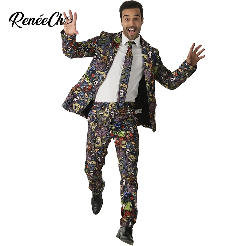 Skeleton Printed Formal Tuxedo Mens Adult Halloween Costume Skeleton Printed Formal Tuxedo Mens Adult Halloween Costume