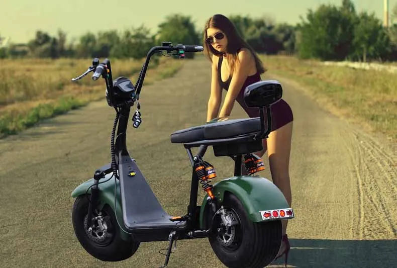 Электрический скутер Citycoco велосипед гидравлический диск аккумуляторная батарея с коробкой большой диапазон для спорта и развлечений - Цвет: green