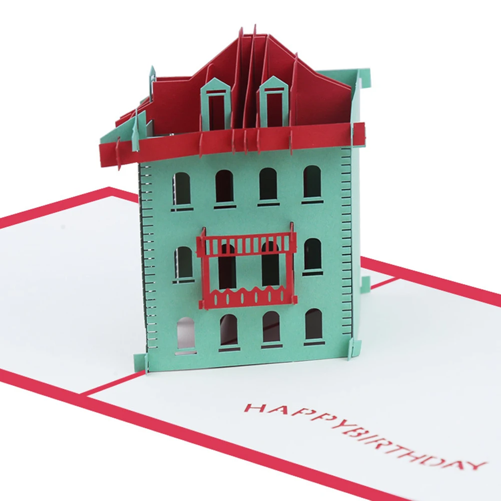Креативный ручной креативный 3D Pop Up House с днем рождения работы Поздравительная