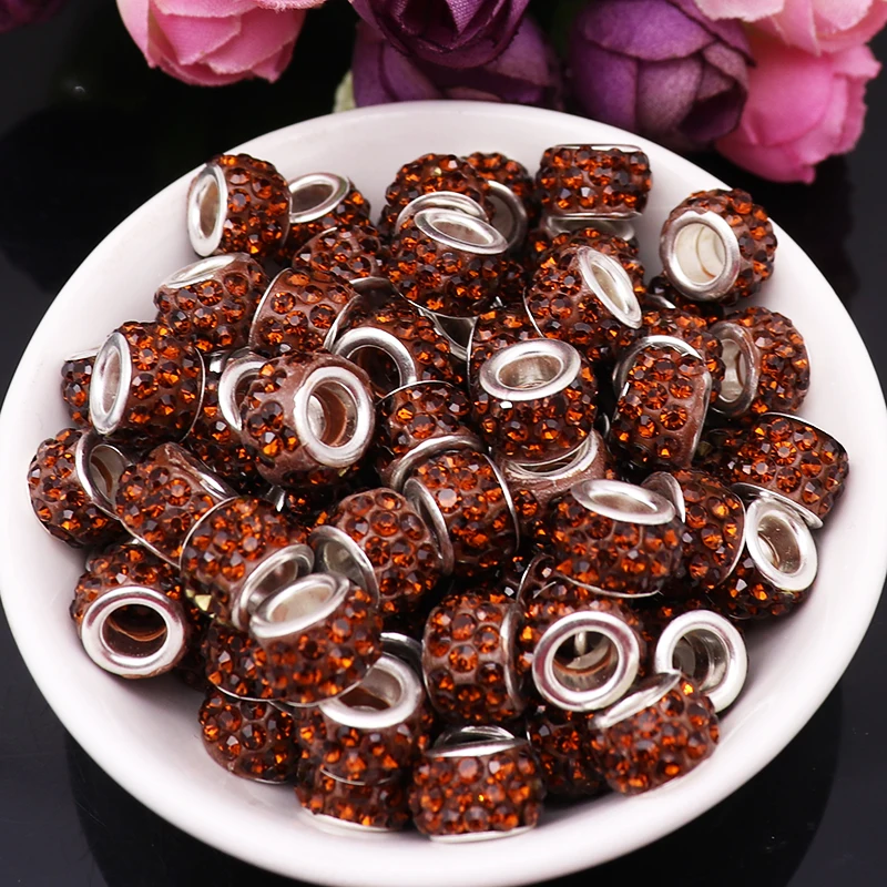 

40Pcs Colorful Crystal European Beads Charms Fit For Pandora Bracelet Large Hole DIY Beads For Women Jewelry Making Accessories
