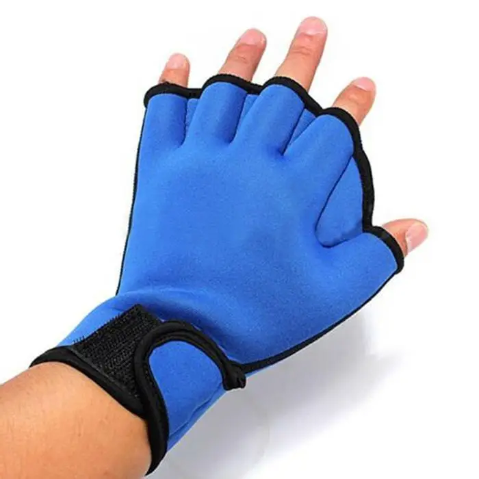 Унисекс обучение одежда заплыва серфинг перчатки без пальцев плавательные ласты для рук пара 3 мм черный, синий