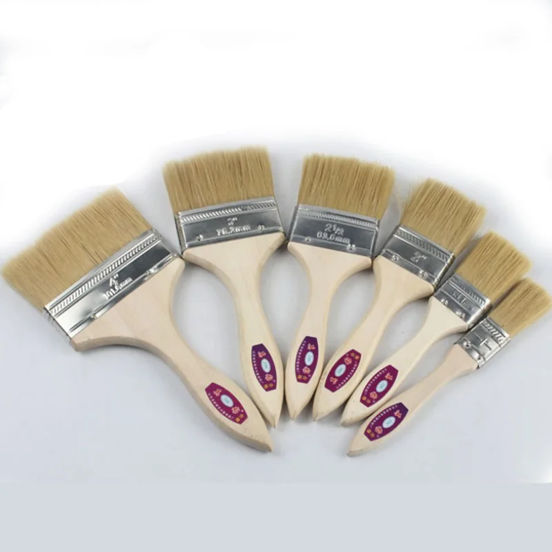 6 pcs set Рисунки по дереву художественные кисти акрил, масло инструмент для рисования набор художественных принадлежностей щетка для свиной волос 1-4 дюймов щетка с деревянной ручкой - Цвет: 6 pcs set