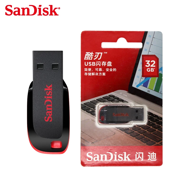 SanDisk Cruzer Лезвия CZ50 USB Flash Drive 128 ГБ 64 ГБ 32 Г 16 ГБ 8 ГБ Pen Drives USB 2.0 Поддержка официальная проверки