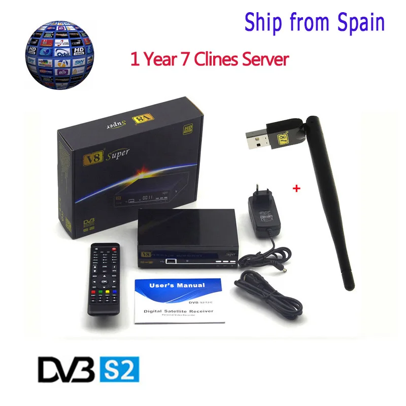 1 Year Free Europe Clines Server V8 Super Satellite Receiver DVB-S2 HD Full 1080P+1pc USB WIFI Support powervu biss key 1 Year Free Europe Clines Server V8 Super Satellite Receiver DVB-S2 HD Full 1080P+1pc USB WIFI Support powervu biss key