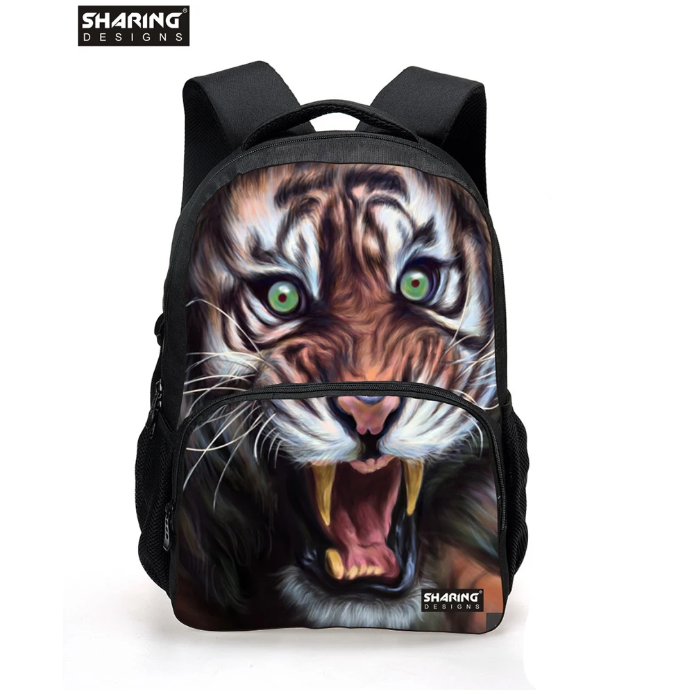 Keren 3D Hewan Harimau Putih Kepala Backbag Ransel Untuk Pria Unik